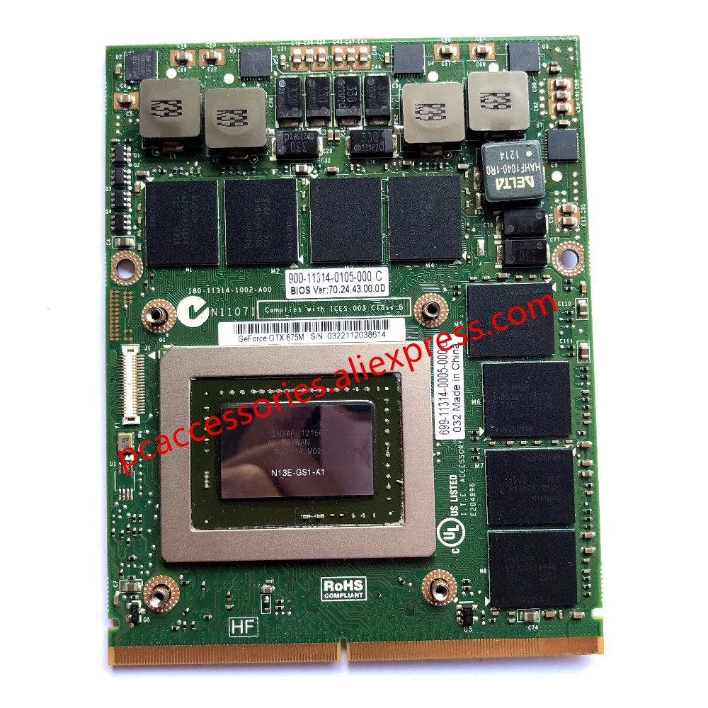 Видеокарта GTX675M GTX 675M 2G VGA 7W4GT HXD3N C0XGT для ноутбука Dell M6000 M6600 M6700 M6800 M15X M17x R2 R3 R4|Карты