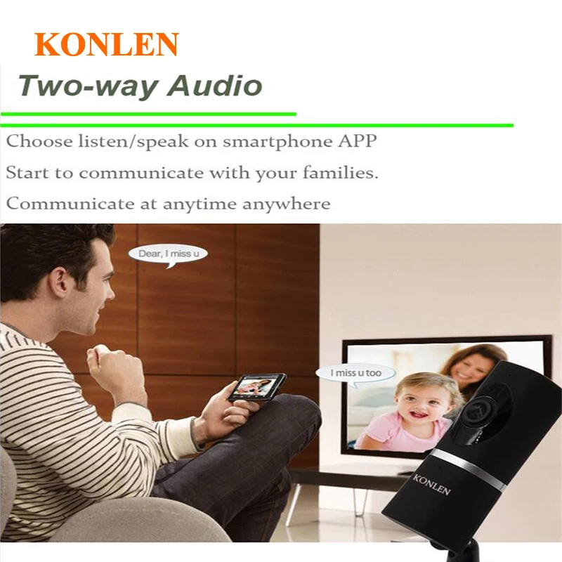 KONLEN 1080 P Мини wifi Домашняя безопасность панорамная ip-камера 180 градусов 2MP рыбий