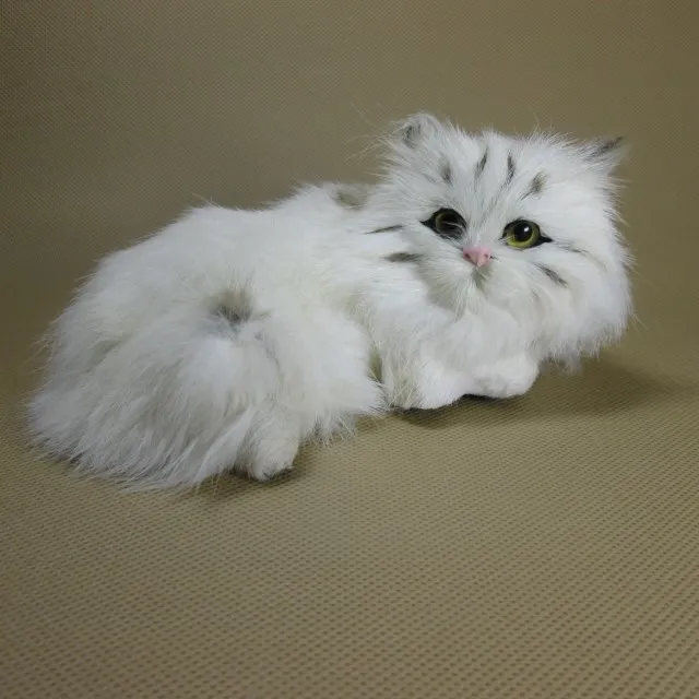 

cute simulation white cat toy polyethylene & furs round eyes cat doll gift about 15x10x7cm 0907