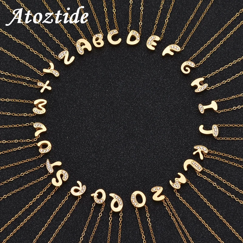 Женское Ожерелье Atoztide с 26 подлинными буквами и золотым алфавитом|Ожерелья