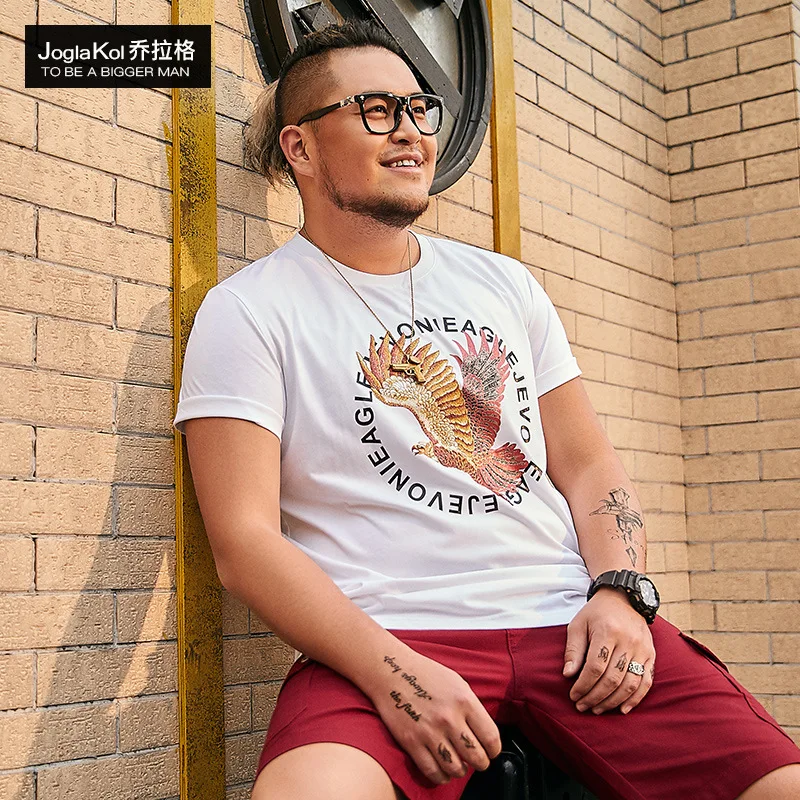 Summer 2019 Men's Fashion Printed T-shirt with Large Size and Short Sleeve Loose Leisure White | Мужская одежда