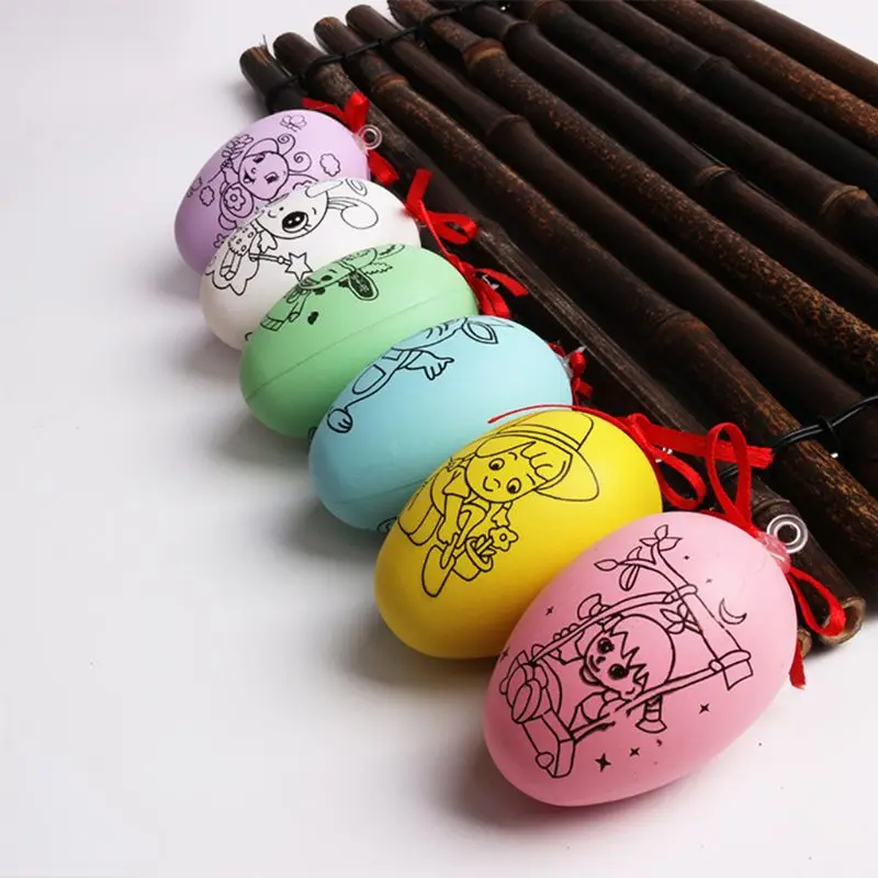 

1 Set Plastic Simulation Eggs Graffiti Painted Exercise Coloring Pen DIY Creative Easter Egg Children Early Educational Toy