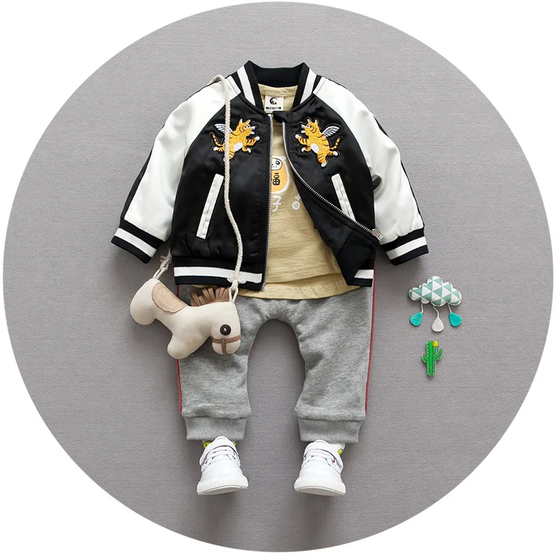 Spring Jacket Children Outerwear Baby Girls Jackets tiger embroidered Kids Coat Warm For Clothes Baseball shirt | Детская одежда и