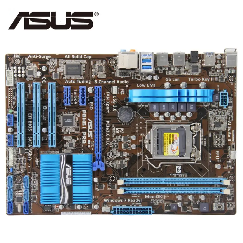 

LGA 1155 ASUS P8H61 Pro Original ASUS P8 H61 PC Motherboard Socket ATX DDR3 USB3.0 16GB Desktop Computer SATA III Mainboard Used