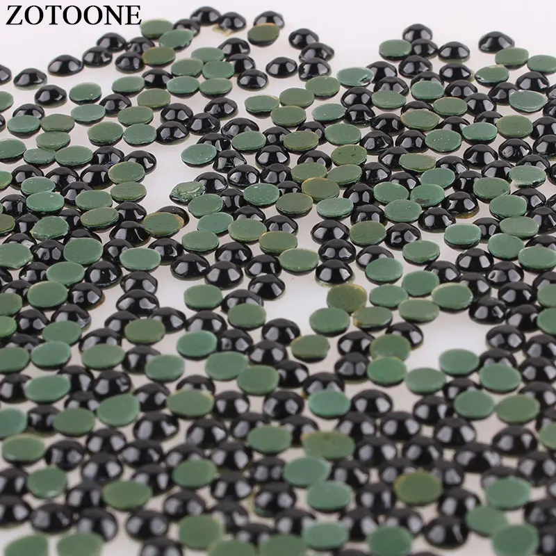 Black ZOTOONE Стразы со стразами, аппликация с горячей фиксацией, плоская задняя часть для ногтей, сделай сам, стразы из смолы, розовые камни для декора одежды G - Цвет: Black