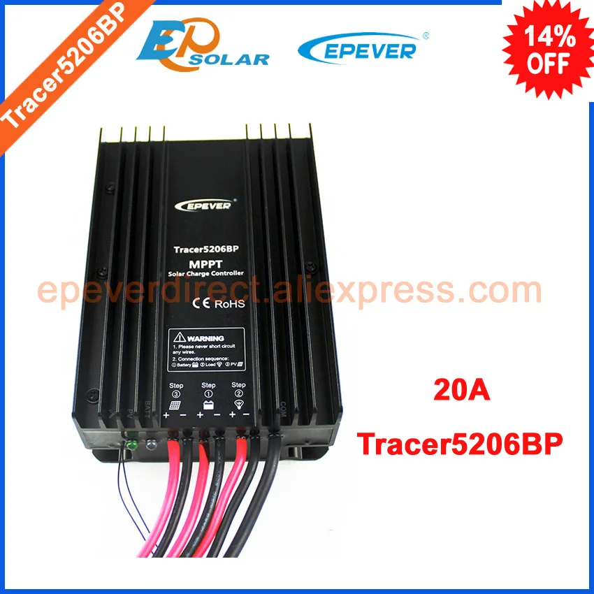 

Tracer5206BP solar regulator for 12v 260w 24v 520w solar panel system lithium battery charging use 20A 20amp EPEVER