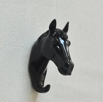 black horse 3D крючок олень носорог слон жираф Лошадь Животное декоративный крючок креативная Смола Модель ванная комната настенный крючок для пальто настенный крючок - Цвет: black horse