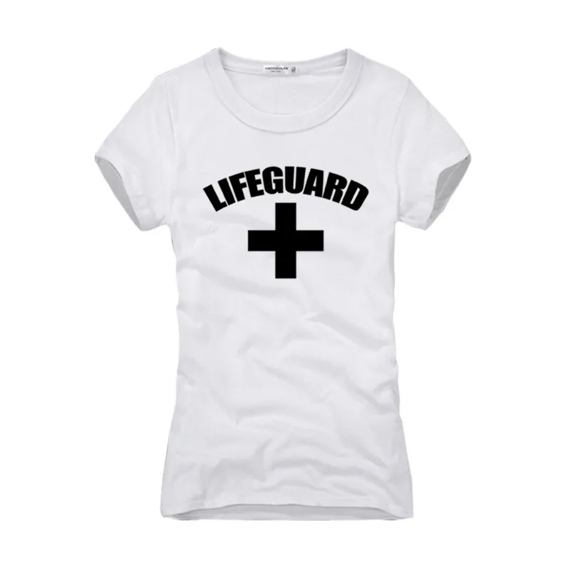 Брендовая женская одежда Повседневный стиль Lifeguard и крест дизайн короткий рукав
