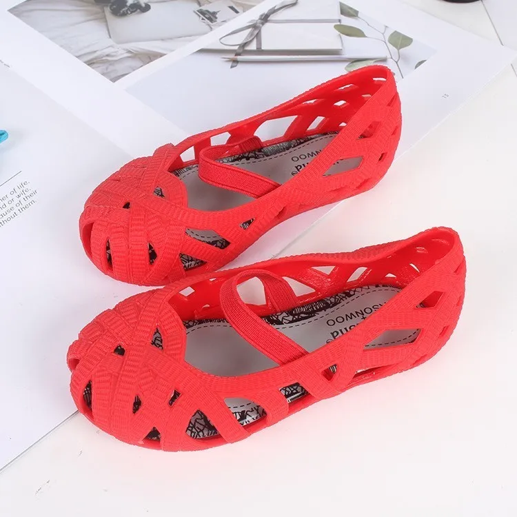 Mini Melissa/Новинка года; обувь для девочек; прозрачные сандалии; детская обувь на полой подошве; детские сандалии для маленьких девочек; дышащие сандалии принцессы - Цвет: Red