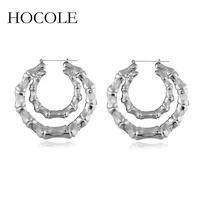 hocole unique design big hoop earrings statement metal large circle earrings silver gold color for women 2018 fashion jewelry