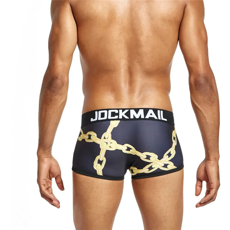 JOCKMAIL, сексуальное мужское нижнее белье, боксеры, для мужчин, игривое, для геев, нижнее белье, calzoncillos, слипы, низкая талия, дышащий, шелк, рисунок с героями мультфильмов