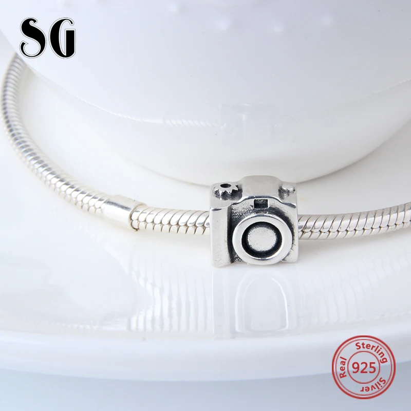 Серебряные бусины 925 пробы Камера модель pandora талисманы подходят оригинальные Пандора браслеты Berloques аутентичная Подвеска Украшения Подарки