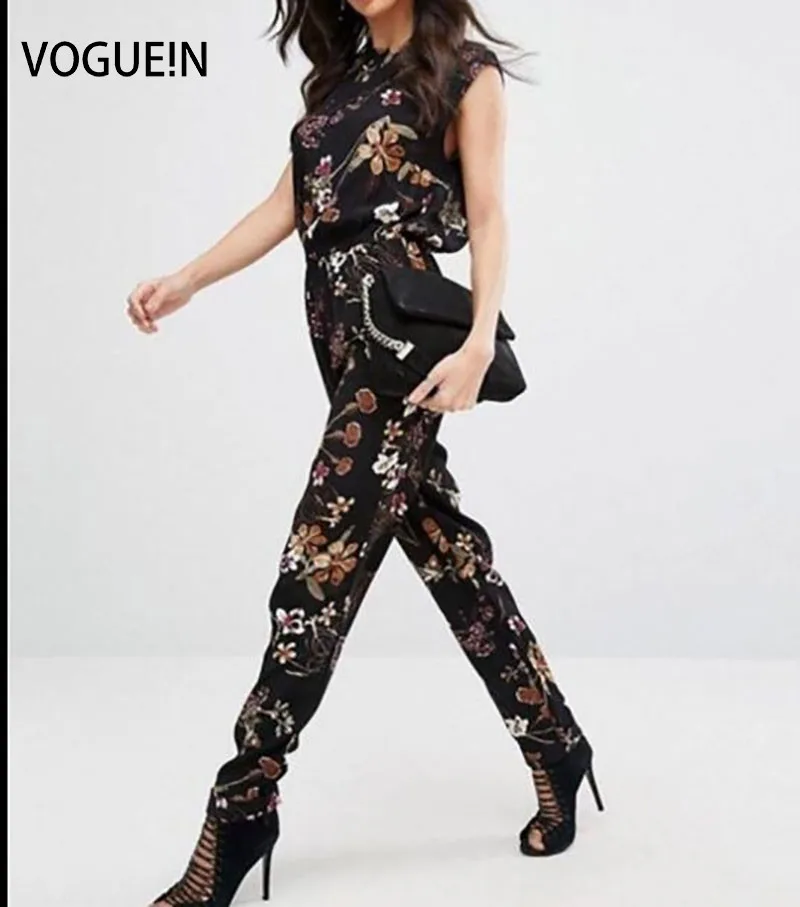 VOGUE! N новый женский модный сексуальный комбинезон без рукавов с цветочным