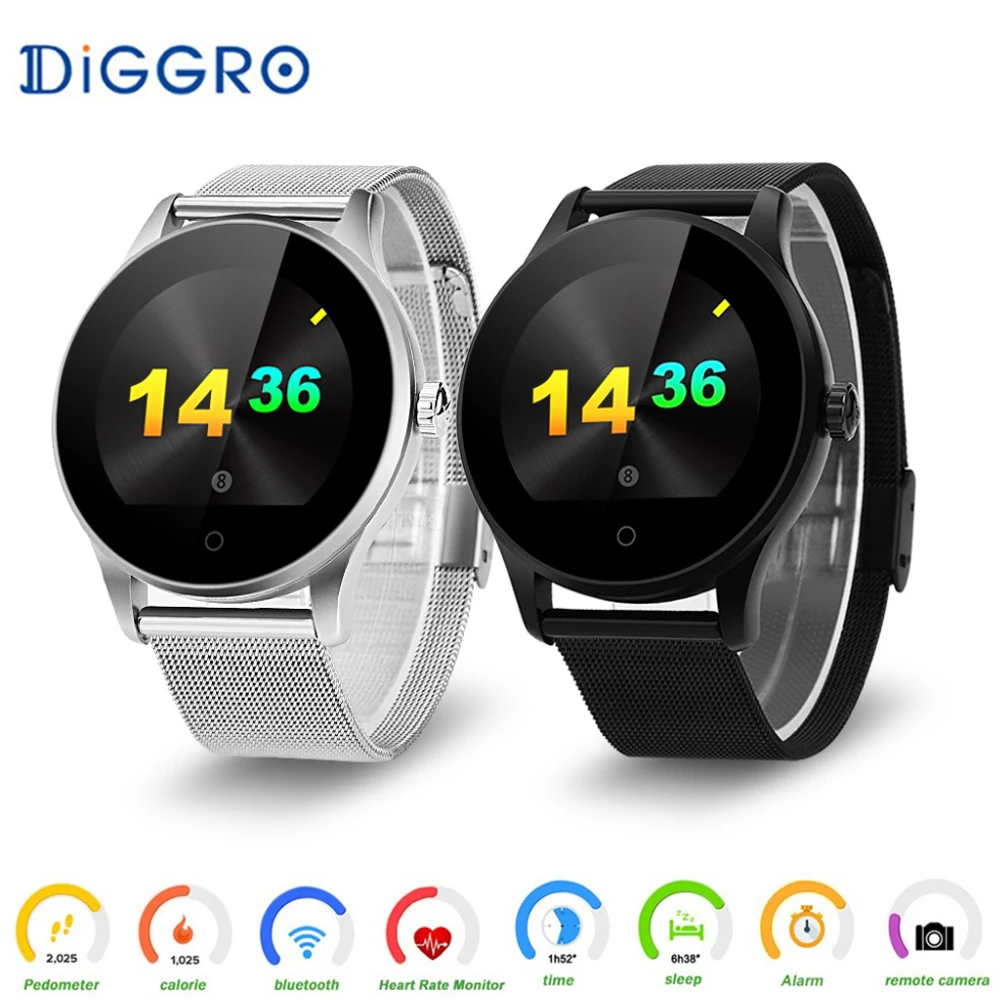 Смарт часы Diggro K88H круглый экран поддержка пульсометра Bluetooth для Apple Huawei Xiaomi