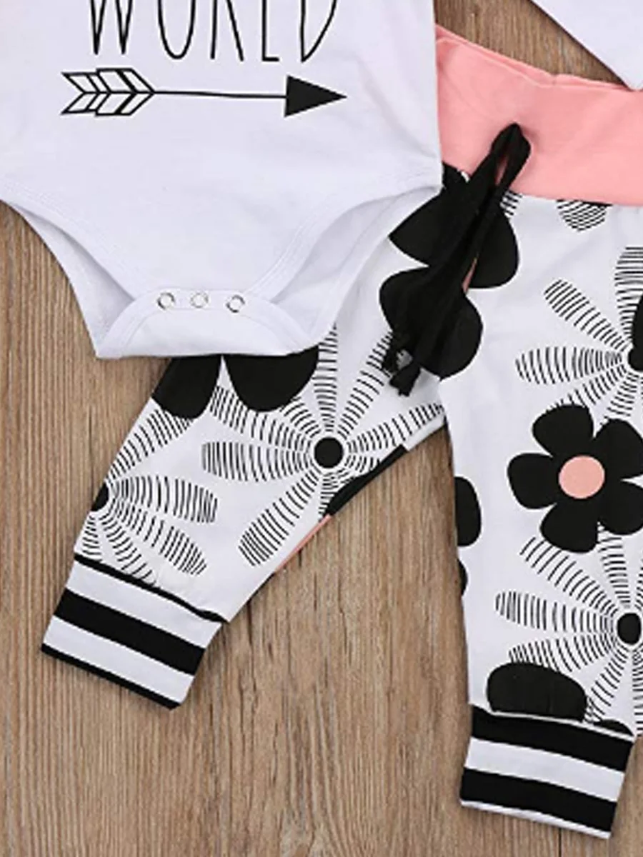 Одежда для новорожденных девочек с цветочным принтом Hello World боди длинными