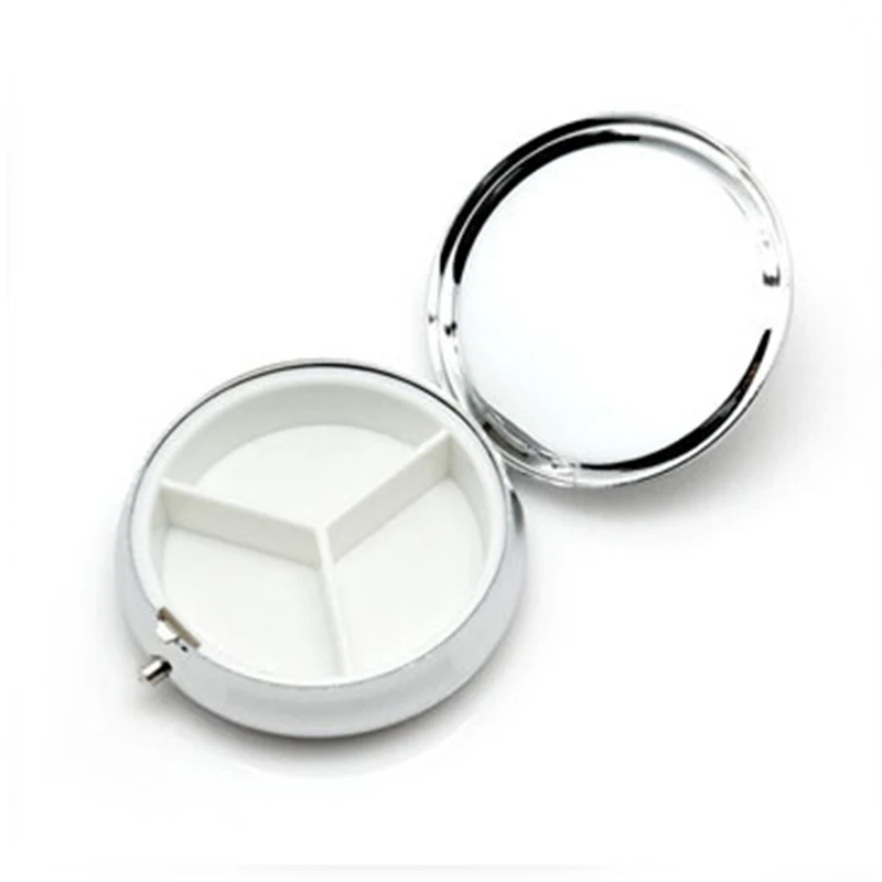 80 шт./лот портативный прочный металлический круглый органайзер для лекарств