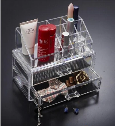 Слой 2 jewelry box Акриловые Косметические Организатор Ящика Макияж Чемодан Вставить