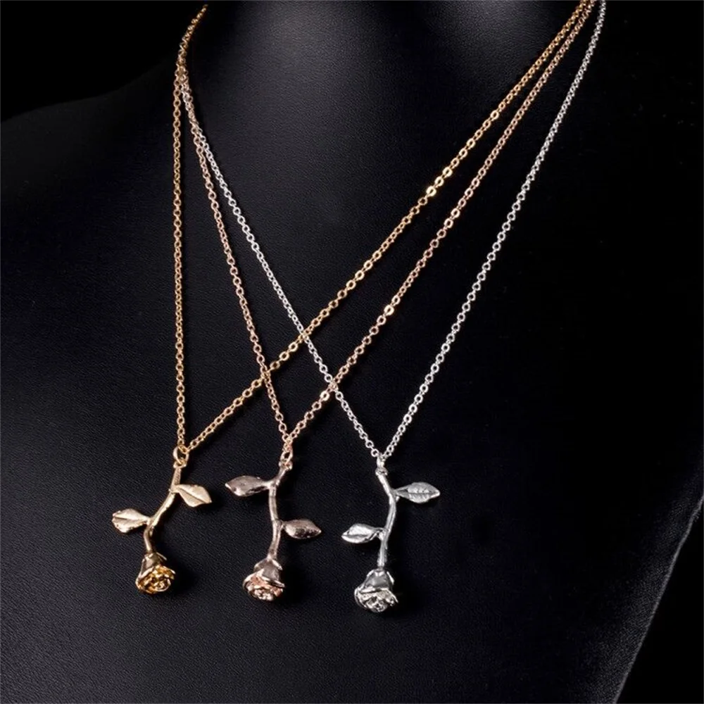 Женское ожерелье с цветком розы 3 цвета|rose flower necklace|flower necklacefashion necklace |