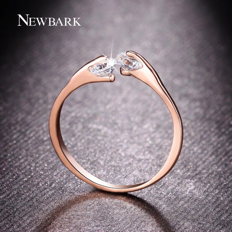 Newbark 0.25ct открытым Кольца двойной Круглый CZ стразами Напряжение Установка розовое