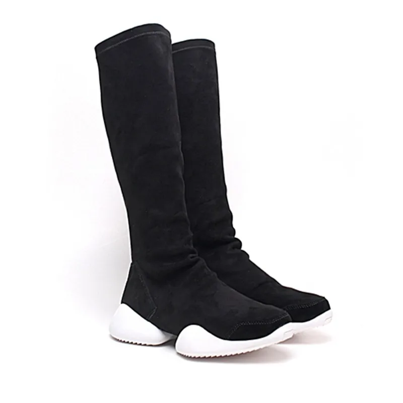 Black Fleece Lining Зимние ботинки для мужчин; Уличная Повседневная обувь с высоким берцем; растягивающиеся ботинки на платформе для пары; брендовые Черные слипоны в стиле хип-хоп; botas hombre; размера плюс - Цвет: Black Fleece Lining