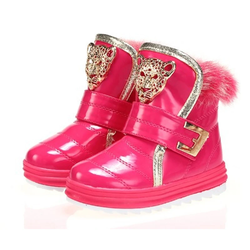Новые Девушки Снег Зима Ботильоны Детская Обувь PU кожаные Дети Плюшевые Мода