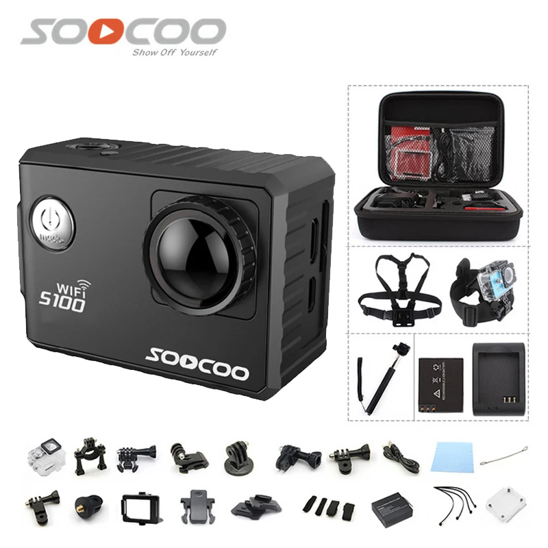 SOOCOO на S100 4k WiFi NTK96660 30 м Водонепроницаемый Action Sports Камера Встроенный гироскоп с расширением gps(gps модель вариант