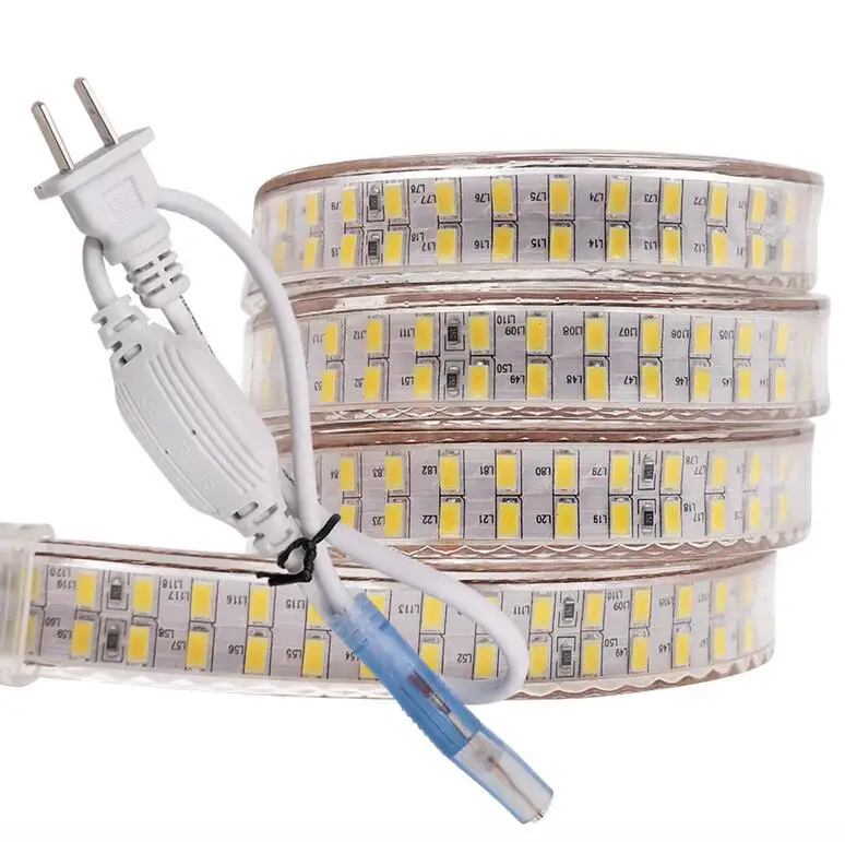 normal plug 240 светодиодов/м Двухрядные светодиодные полосы света 110 В SMD 5730 гибкая лента 5630 1 м 2 м 5 м 10 м 20 м 50 м 100 м+ Вилка питания США - Испускаемый цвет: normal plug