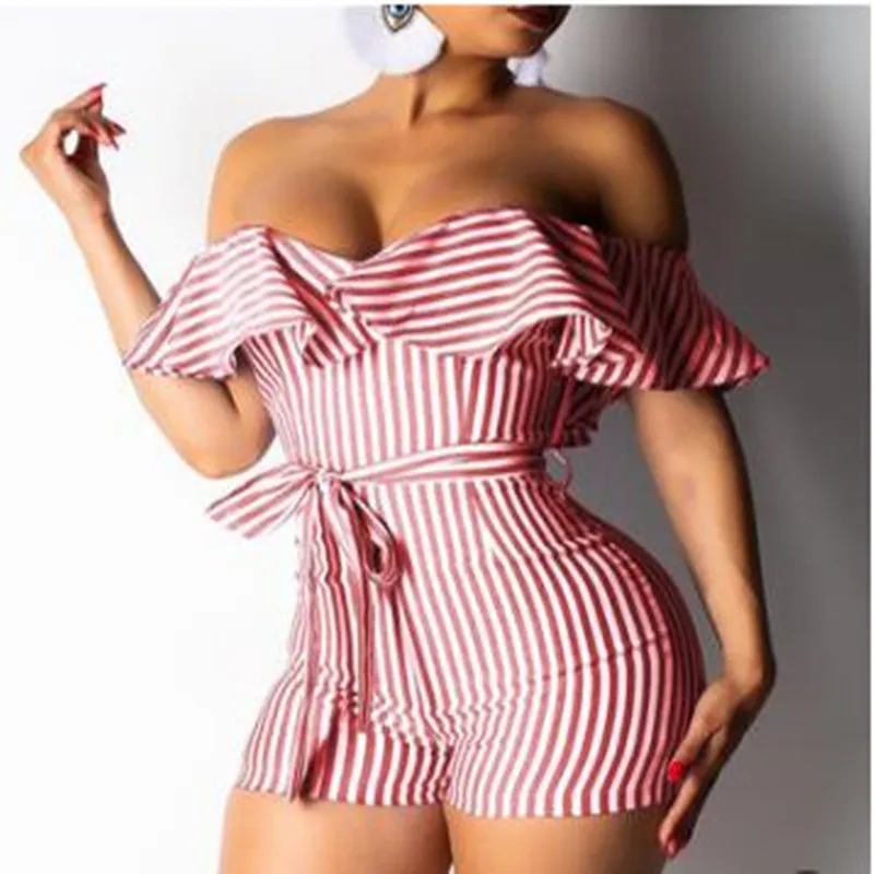 Женский пляжный комбинезон с открытыми плечами короткий V-образным вырезом и