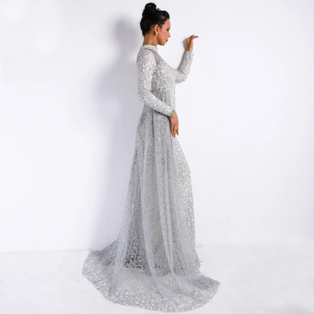 Женское вечернее платье-Кафтан weiyin Abaya длинное платье с блестками и длинными