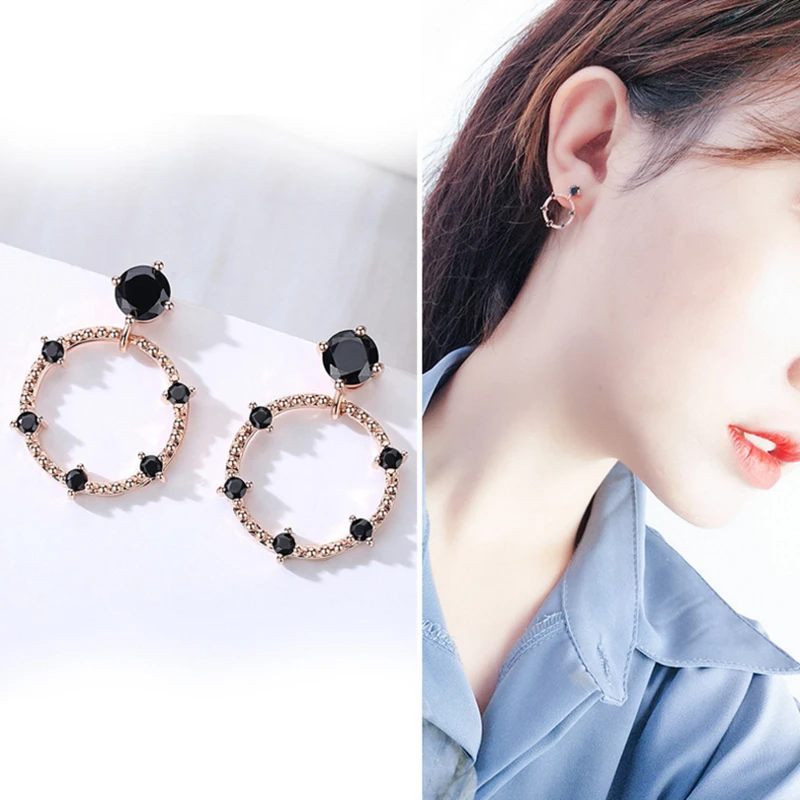 

Geometric-Fashion Geometric Elements Earrings Rhinestone Zircon Ear Jewelry Creative Accessories Women's Decorations