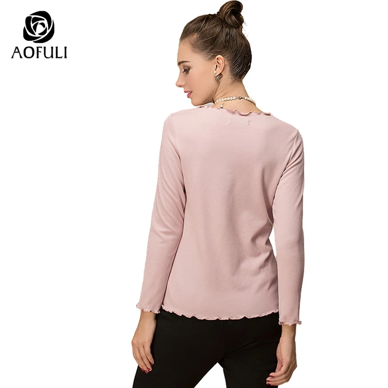 Женский свитер AOFULI S Xxxl с длинным рукавом розовый 6386|tee shirt|top pinkpink tee |