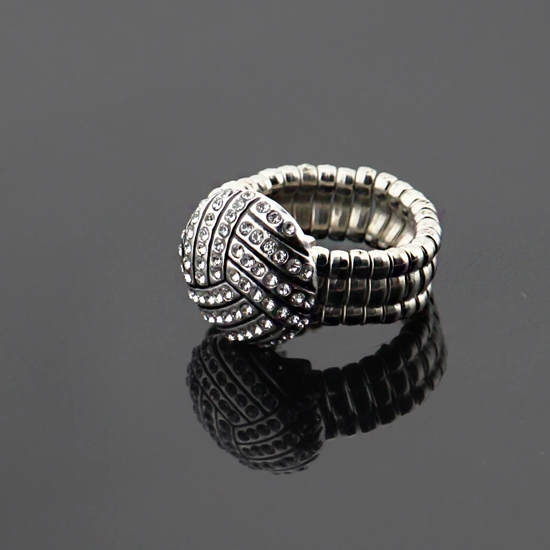 Высокое качество Регулируемый эластичность Стразы Bling Кристалл Эмаль "волейбол" в форме кольца спортивные девушки кольцо дропшиппинг