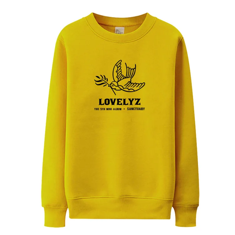 Новинка тонкая толстовка с круглым вырезом и принтом птиц Kpop lovelyz Модный пуловер