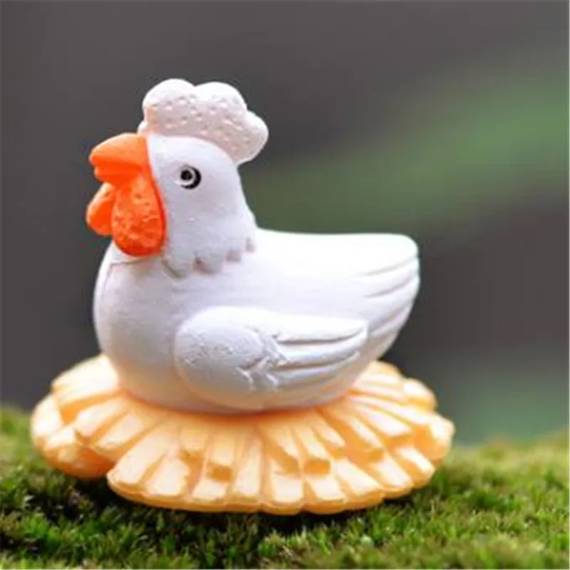 Mini cartoon animal 26mm chicken DIY resin small ornaments Moss microlandscape Decoration Christmas gift free shipping | Дом и сад