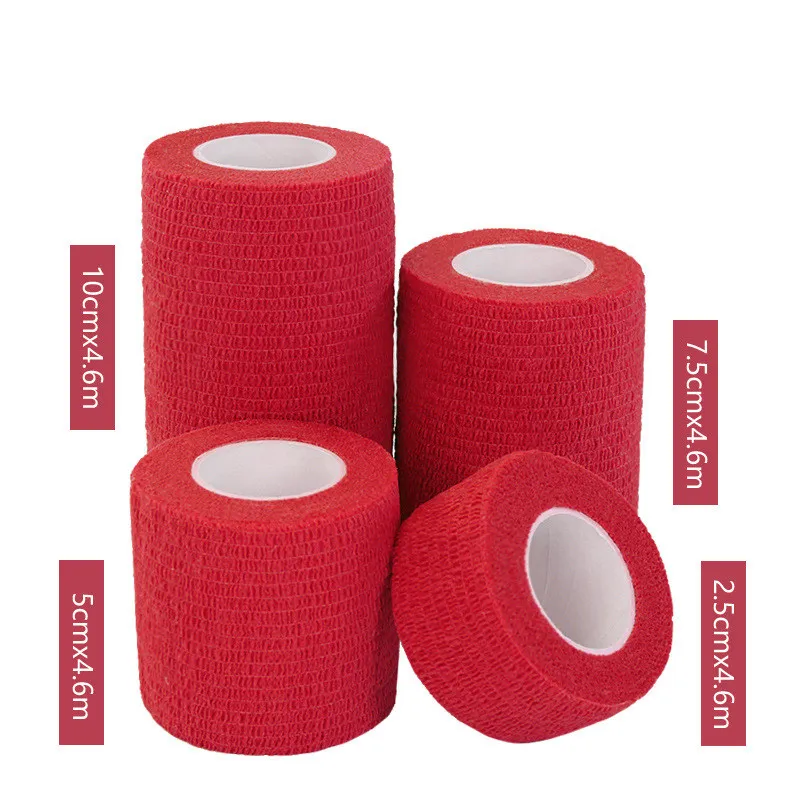 Красный 4 шт./компл. 2,5/5/7,5/каблук 10 см спортивные Elastoplast когезивный бинт самостоятельно прилипшие Обёрточная бумага эластичные самоклеющиеся Водонепроницаемый ПЭТ ленты - Цвет: Красный