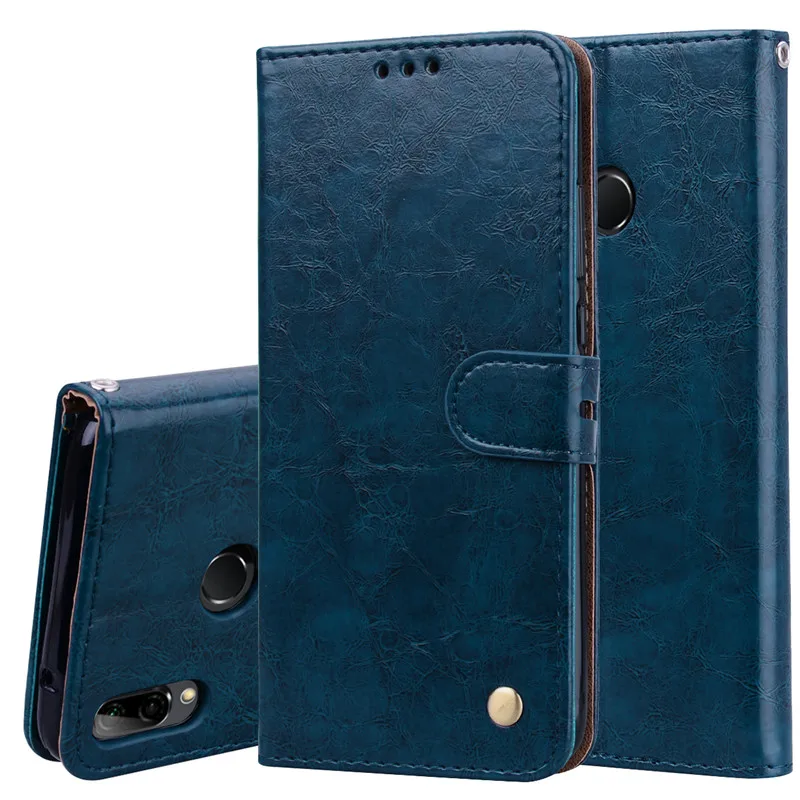 Y9 кожаный чехол для huawei Y9 Чехол кошелек Enjoy 9 Plus чехол для huawei Y9 кошелек Флип Магнитный чехол для телефона - Цвет: Blue