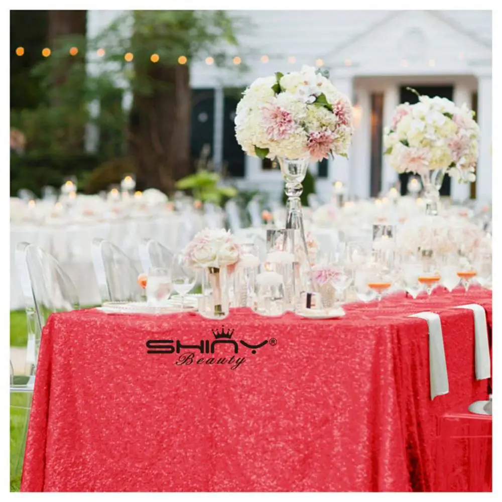 Red Color Горячая 48inx72in темно-золотые блестки скатерть прямоугольной формы для свадьбы/вечерние/банкетные свадебные украшение скатерти - Цвет: Red Color
