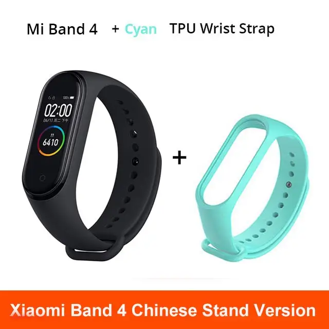 Add Cyan Strap Xiaomi mi band 4 смарт-браслет mi band 4 OLED дисплей mi band 4 фитнес-трекер Водонепроницаемый - Цвет: Add Cyan Strap