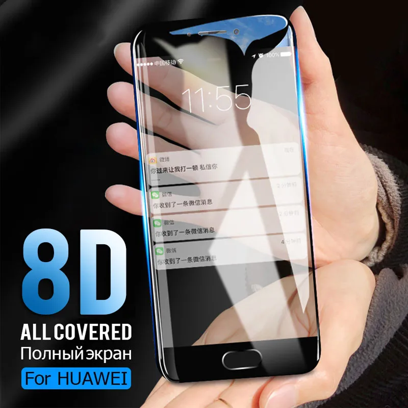 OBANGLE 8D Full Cover Tempered Glass For Huawei P20 P10 P9 P8 Lite Screen Protector Plus Pro Protective film | Мобильные телефоны и