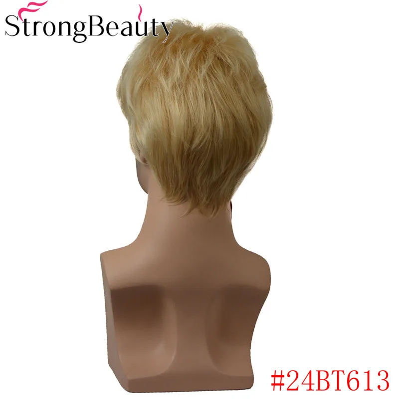 24BT613 StrongBeauty короткий мужской парик прямой блонд/коричневый синтетический парик мужской Hiar жаростойкий монолитный парик выбор цвета - Цвет: 24BT613