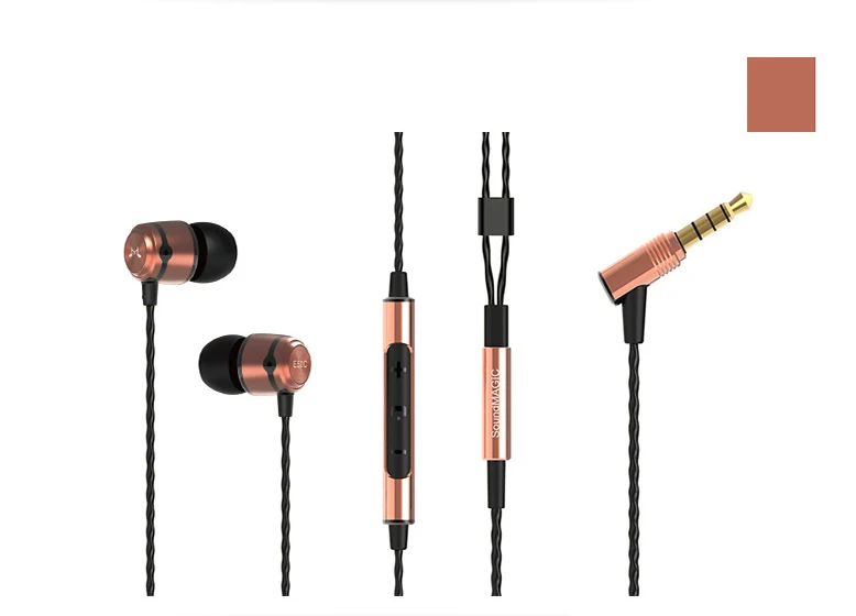 Золотой SoundMAGIC E50C Super Bass Звук Наушники Hi-Fi наушники стерео наушники-вкладыши Наушники с микрофоном и пультом дистанционного управления для всех смартфонов - Цвет: Золотой