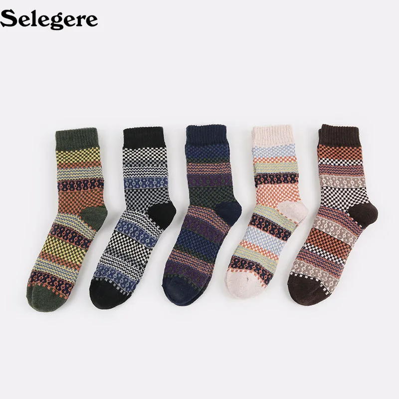 30 шт./лот зимние толстые теплые шерстяные носки в полоску Повседневные Удобные