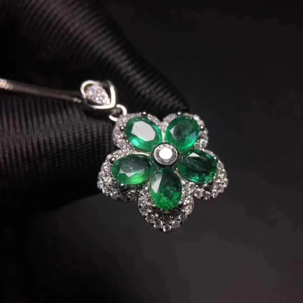 Фиделия натуральный 4*5 мм колумбийский изумруд подвески Серебро s925 пробы цветы