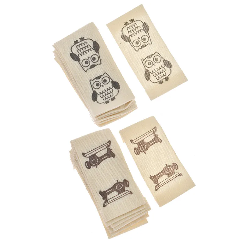 Моющиеся тканевые этикетки Милая мультяшная Сова бирки для одежды Ручное шитье