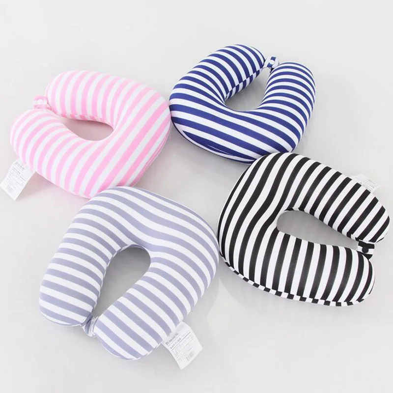 U-образная Автомобильная подушка для шеи в полоску путешествий из пены с эффектом