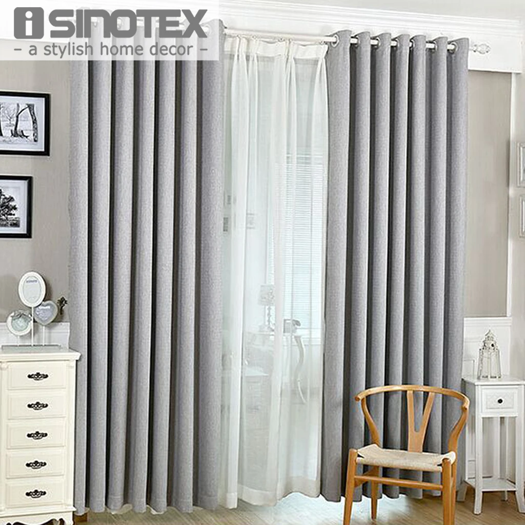 Однотонные затемненные шторы для спальни из искусственного льна современные