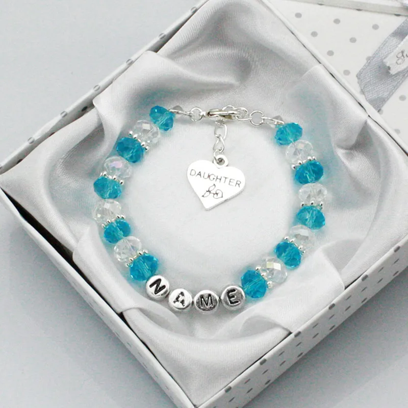 

Personalised Bridesmaid Bride Wedding Flower Girl Birthday Gift Charm Bracelet Customized Jewelr with box