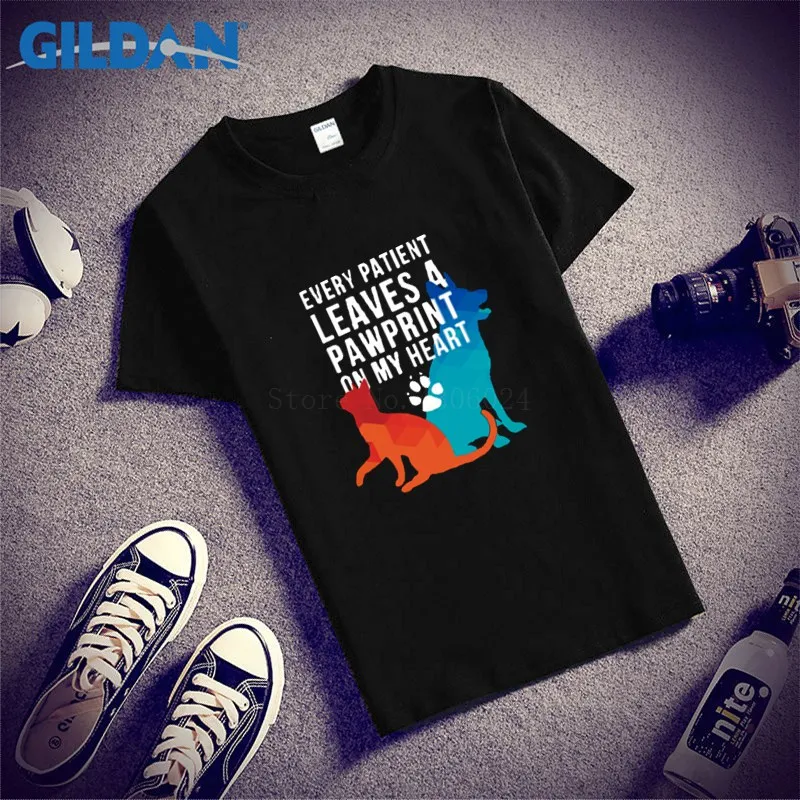 Every Patient Leaves A Pawprint On My Heart Black Straight Metal Hip Euro Size Camisa Mens Cotton | Мужская одежда