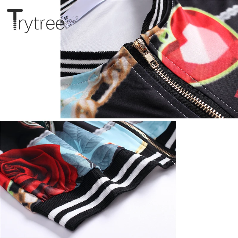 Женский комплект из двух предметов Trytree с принтом шелковистый топ на молнии o