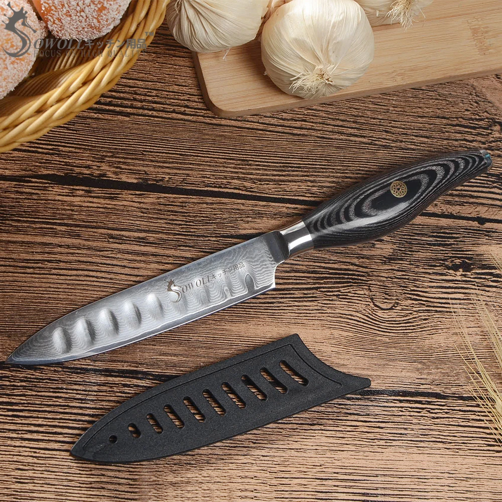 Sowoll Japanese 67 Layers Damascus Steel Kitchen Knife Paring Utility Slicing Chef Meat Cleaver Black Color Wood Handle | Дом и сад